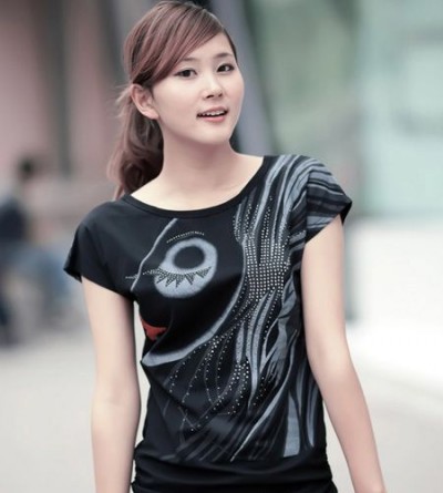 夏日最新时尚潮流女装 潮女甜美手绘T恤