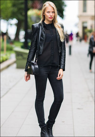秋风送爽  黑色皮衣让你霸气外漏