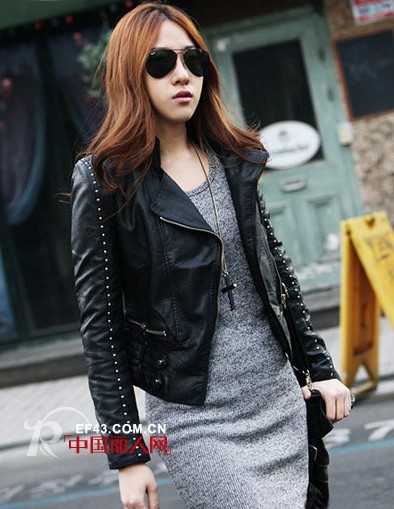 秋季皮衣外套搭出经典流行