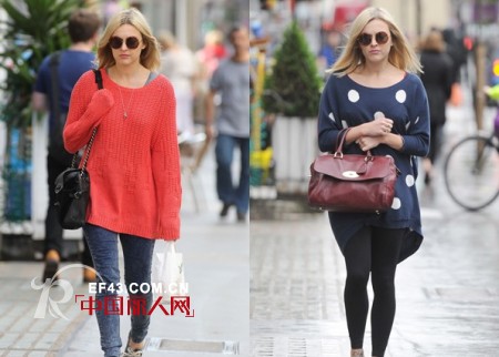 欧美时尚女星示范宽松大一号针织衫搭配