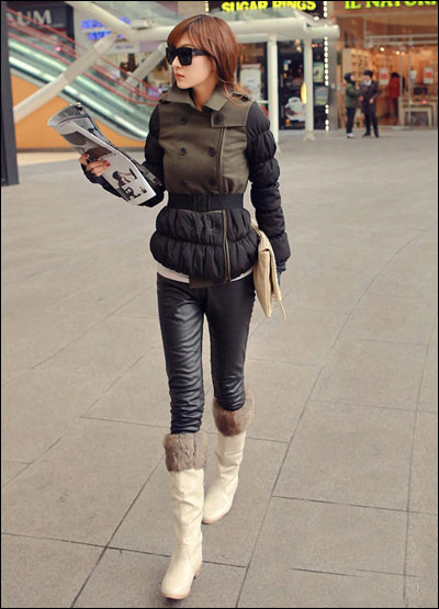 大衣搭配皮裤 随性优雅尽显欧美范儿