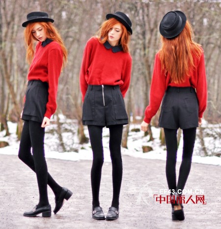 街拍达人玩转复古毛衣 减龄显瘦“耍”心机