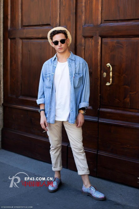 街拍牛人都爱牛仔衬衫 小细节随心演绎街头秀