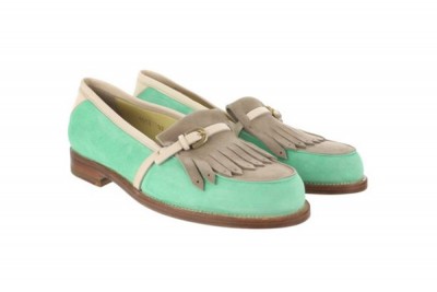Pollini 2012春夏小牛皮麂皮便鞋 清新薄荷绿