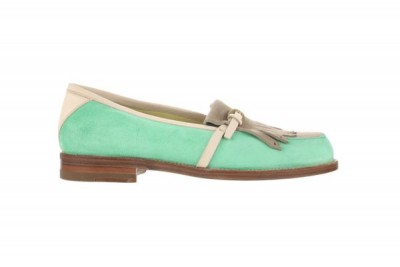 Pollini 2012春夏小牛皮麂皮便鞋 清新薄荷绿