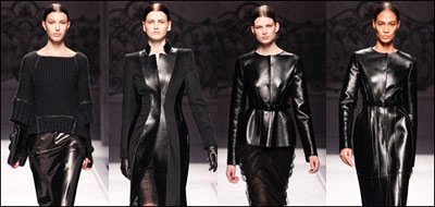 2012秋冬米兰开秀 设计师新宠“皮衣皮裙”
