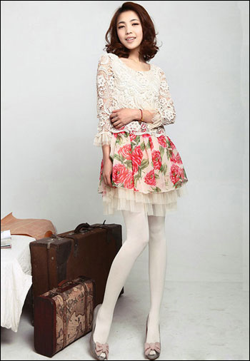 胖美人穿衣宝典:雪纺连衣裙+丝袜显瘦又时尚