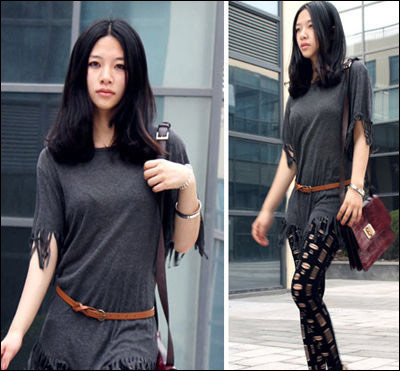 时尚打底裤演绎流浪气质