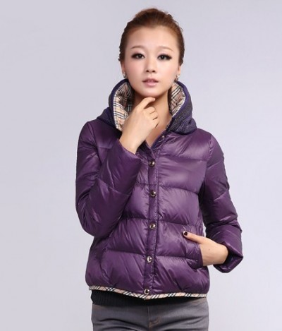 如奕 2012冬新款 短款烫钻立领亮色时尚修身羽绒服