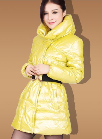 超大立领中长款保暖收腰修身羽绒服