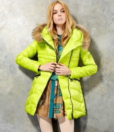 妖精的口袋塞纳河过客~冬装貉毛连帽修身羽绒服