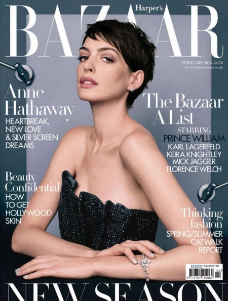 安妮-海瑟薇Bazaar灰色系大片气质阴郁