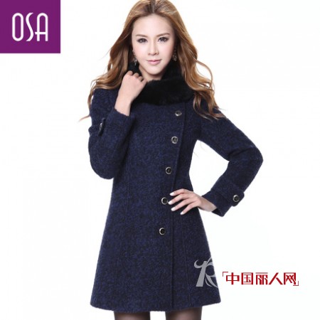 OSA女装冬款毛呢 藏青军绿演绎中性帅气风
