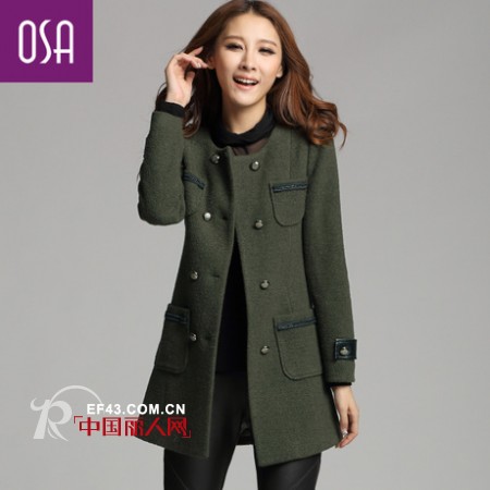 OSA女装冬款毛呢 藏青军绿演绎中性帅气风