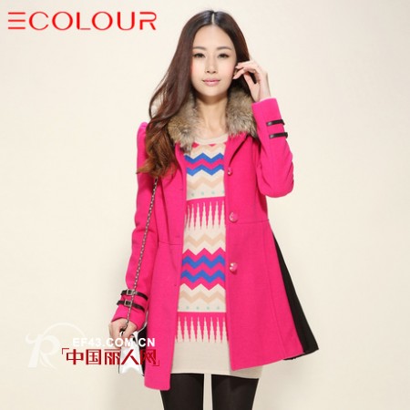 三COLOUR女装冬款 抢眼桃红冬日温暖你的心