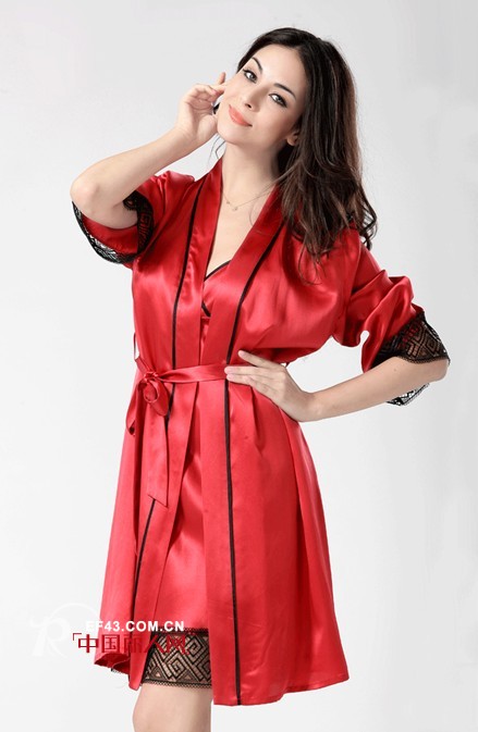 韵扉红色真丝睡衣  高贵典雅,让魅惑破表