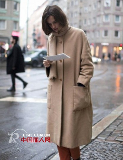 驼色大衣穿搭 欧美街头起亮相