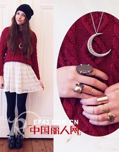 长袖上衣+短裙 秋冬季节也可以很甜美