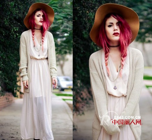 长裙+针织衫 秋季必备单品