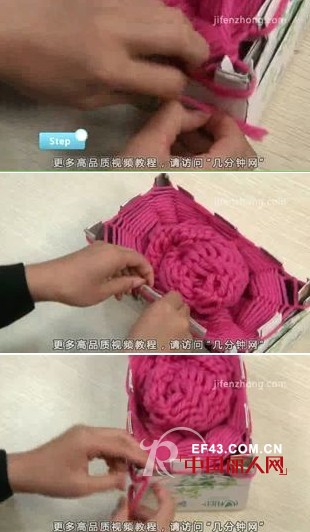 最简单织围巾方法 巧用纸盒织围巾