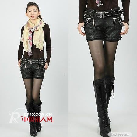 秋冬百搭人气女裤 时尚女式短皮裤