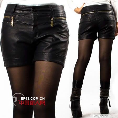 秋冬百搭人气女裤 时尚女式短皮裤