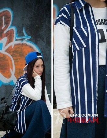 竖条纹也百变 一秒变身街拍女王