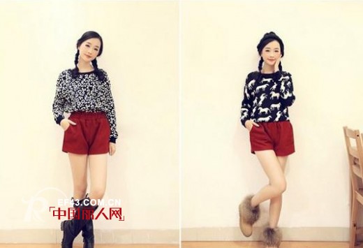 冬季时尚毛呢短裤 搭配毛衣显高更时尚