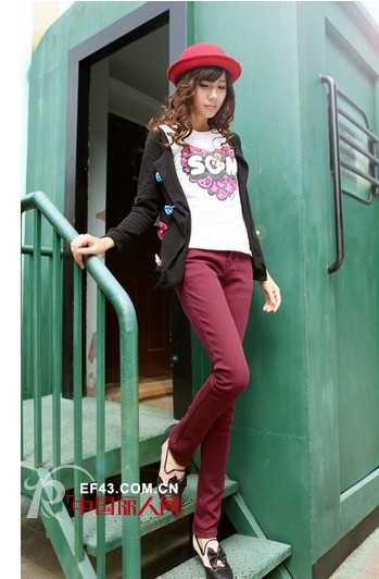 仿牛仔加绒打底裤 温暖过冬季