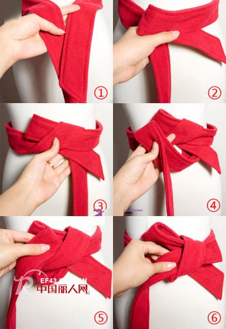 风衣腰带蝴蝶结系法图解