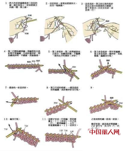 简单女士围巾织法 多种棒针起针法