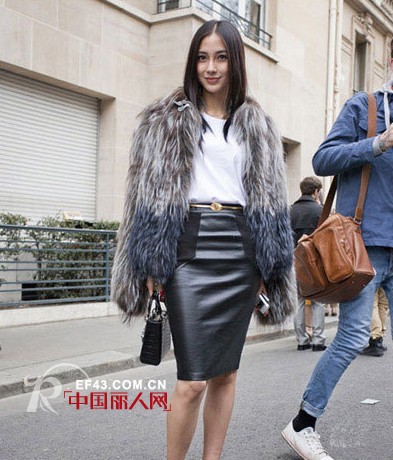 跟Angelababy学习皮裙搭配  打造冷艳高贵强大气场