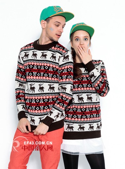 针织衫情侣装全新亮相 个性图案针织衫款式