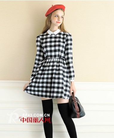 显瘦时尚女装搭配  格子波点都时尚
