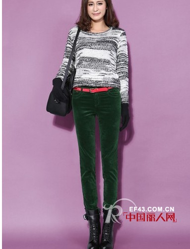 加厚高腰排扣弹力牛仔裤  小脚裤搭配