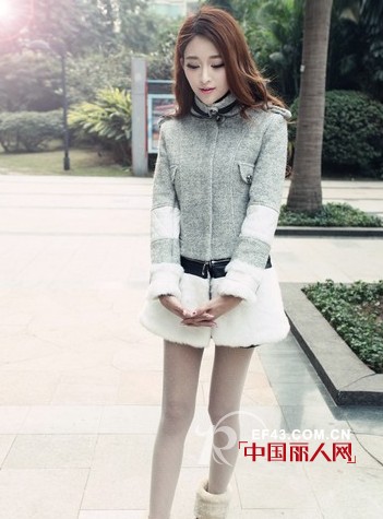 双排扣翻领羽绒服 羊毛呢两穿大衣搭配