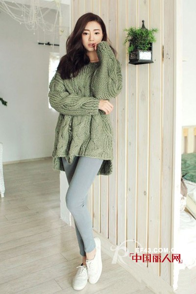 复古毛衣款式 粗针织毛衣搭配 粗毛衣穿出显瘦感