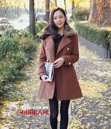 适合胖女生冬季翻领呢子大衣显瘦搭配