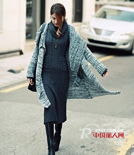 针织麻花加厚打底毛衣 蕾丝裙搭配