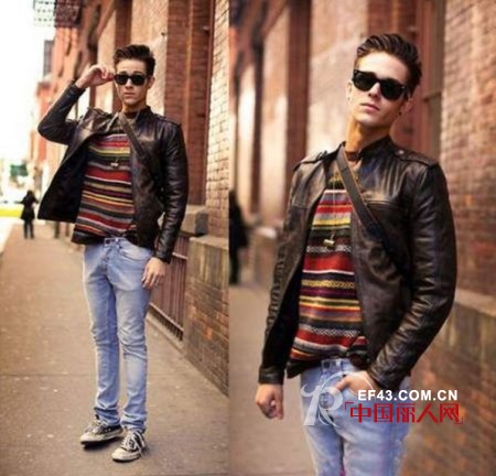 男士黑色皮夹克搭配技巧