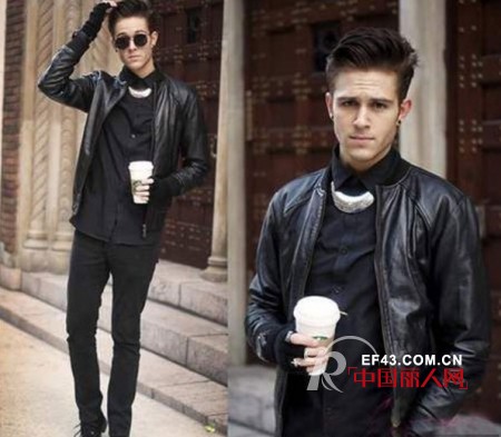 男士黑色皮夹克搭配技巧