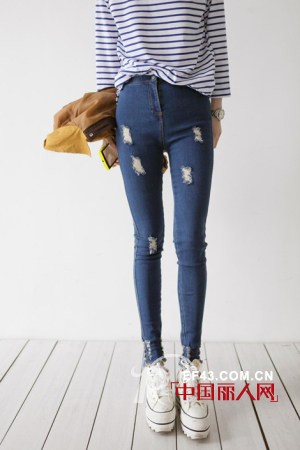 高腰牛仔裤 小个MM变身大长腿