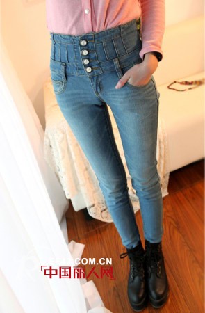 高腰牛仔裤 小个MM变身大长腿