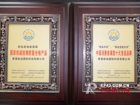 热烈庆祝体会,体会完美内衣被评为中国消费者满意十大首选品牌