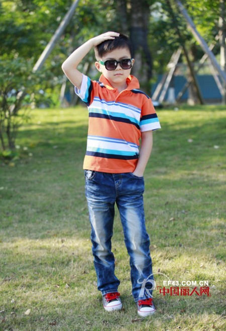 冬瓜头童装 快乐仲夏条纹T恤更显帅气