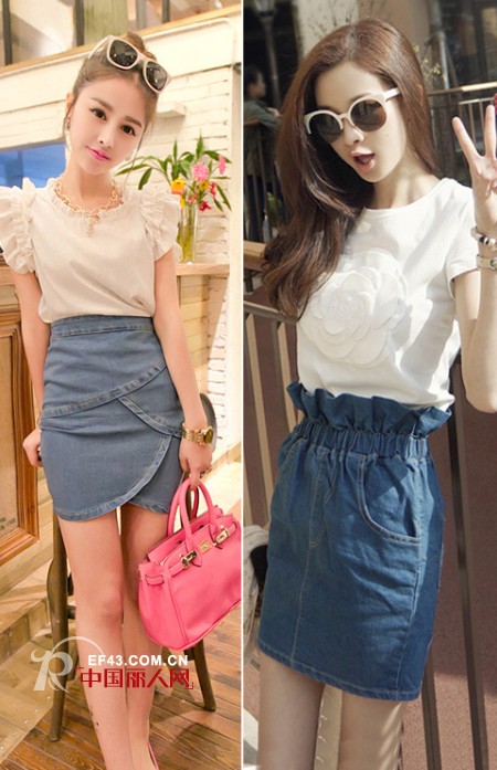 牛仔包臀裙服帖的完美版型  时刻散发女性摩登自信风采