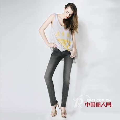 EIGHTH SIN提臀显瘦低腰小脚铅笔洗水牛仔裤