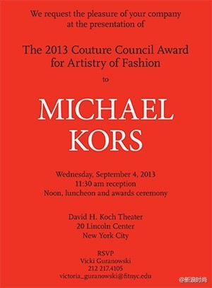 MichaelKors荣获2013时装委员会风尚艺术家大奖