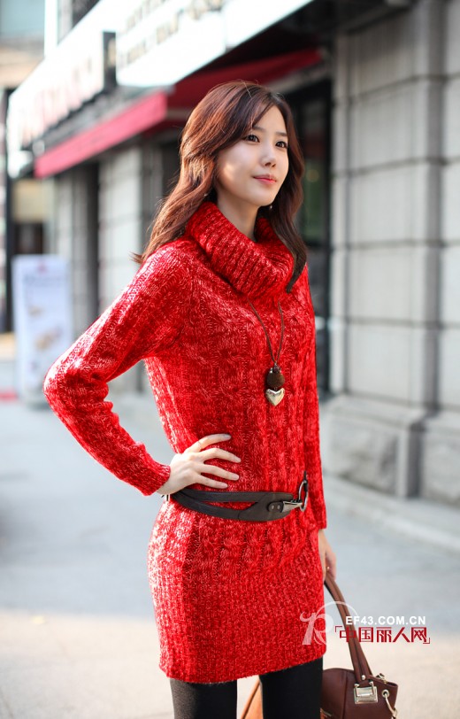 做时尚的领风者  天凉季节一件毛衣裙搞定