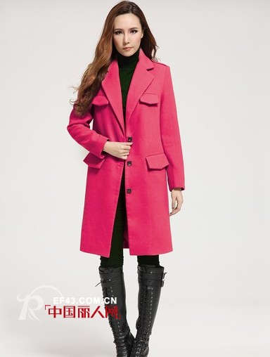 冬装双排扣中长款毛呢大衣时尚搭配